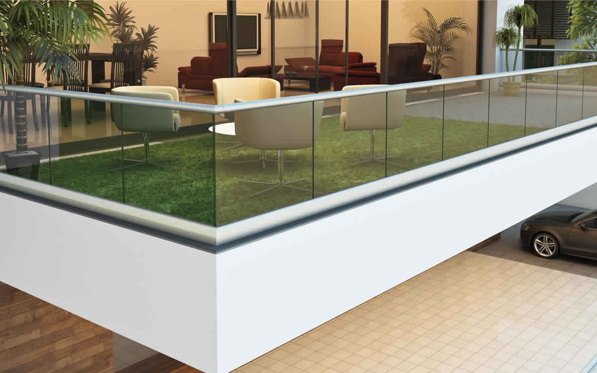 Aluminium Profile Glass Railing – Right Angle Steel